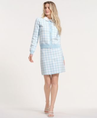 Women's Long-Sleeve Gingham Cardigan