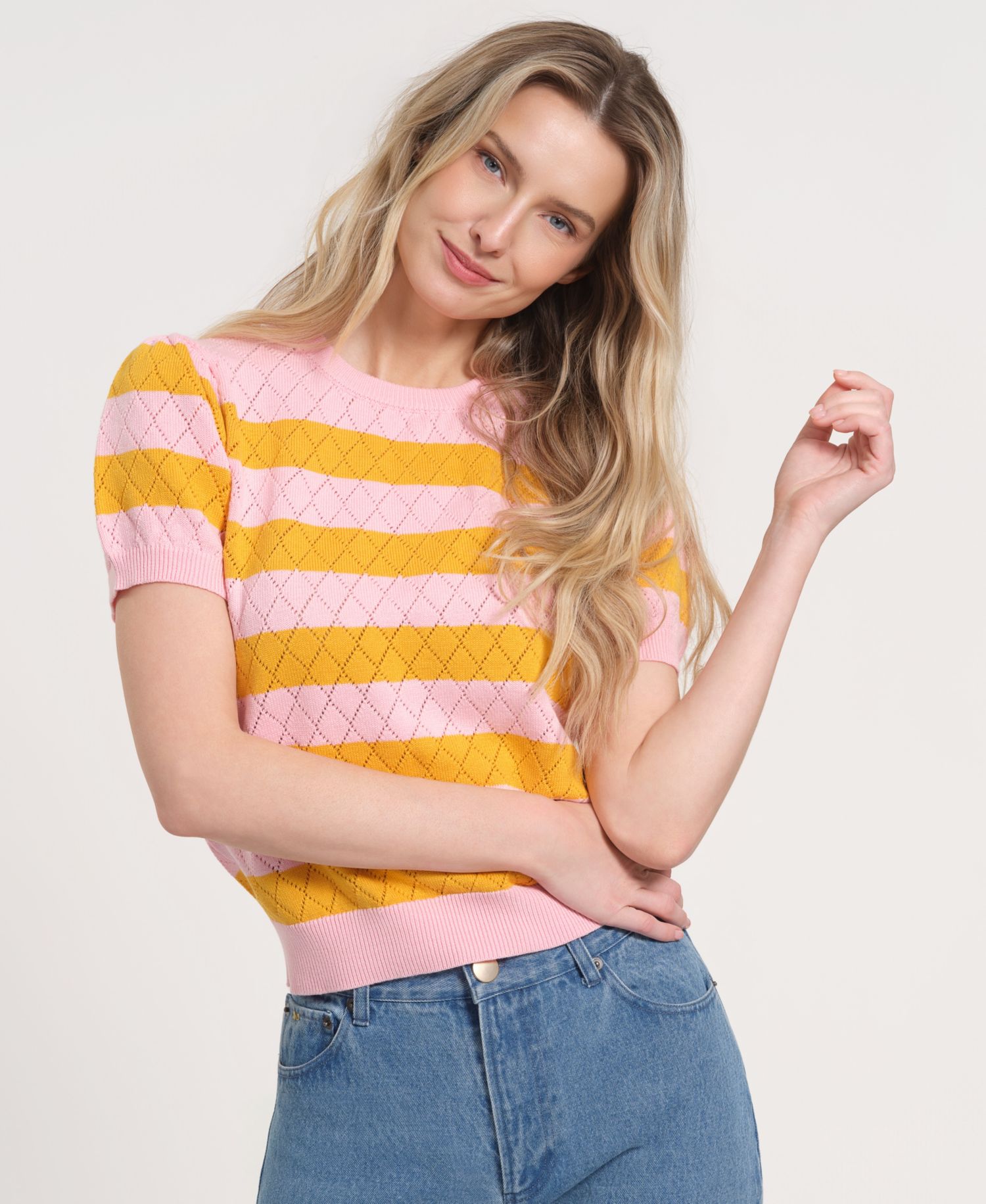 Women's Balloon Short-Sleeve Knitted Sweater