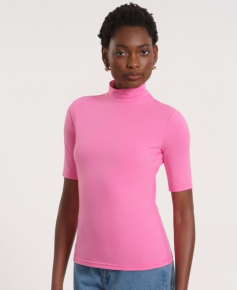 Женский топ Isaac Mizrahi Short-Sleeve Turtle Neck Knitted, цвет: Begonia