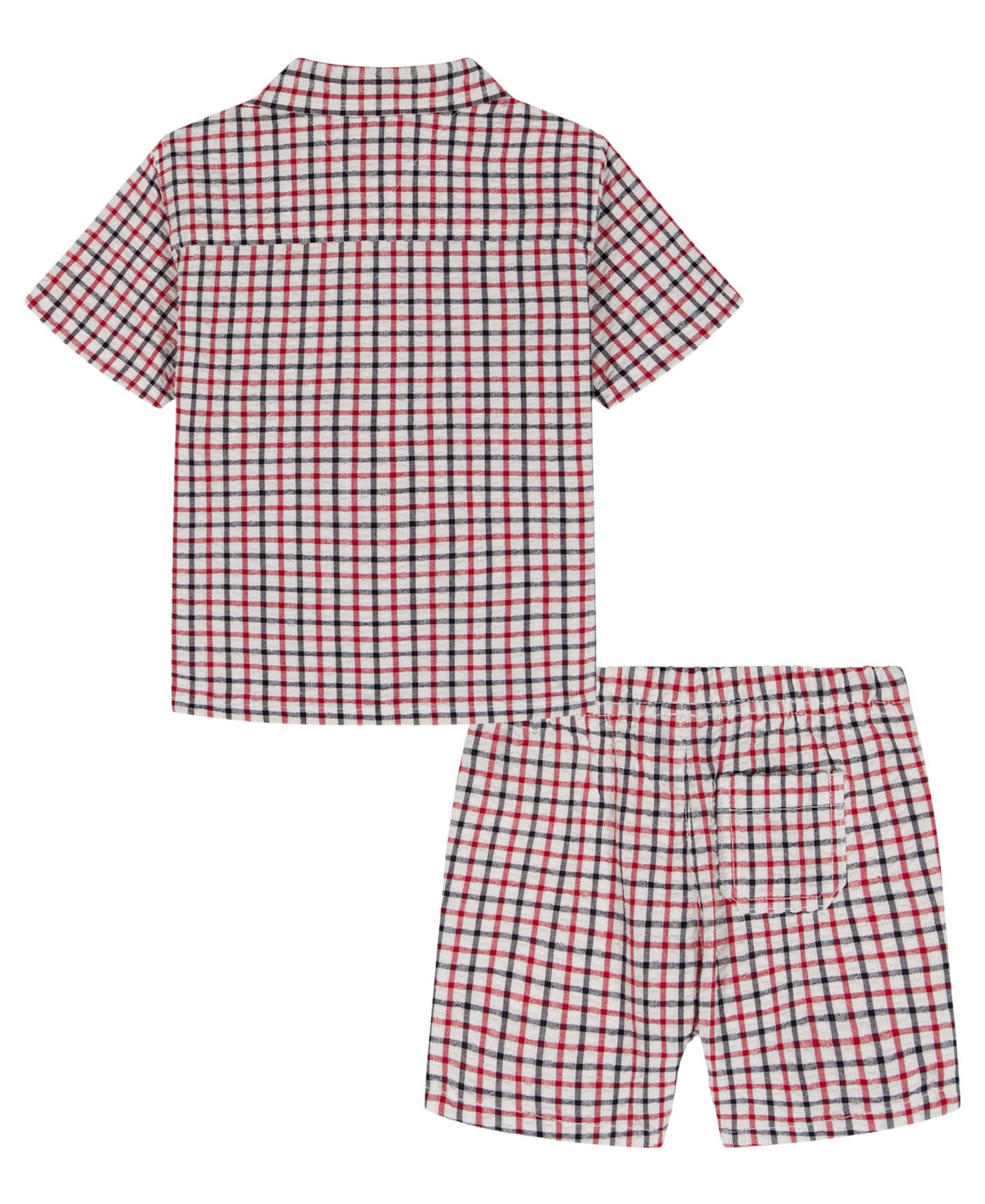 Комплект Tommy Hilfiger Seersucker Check Cabana Shirt and Shorts, 2-Piece Set для мальчиков-малышей, цвет: Красный / Тёмно-синий — фото 5