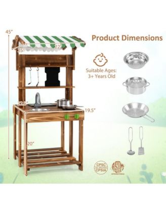 Double Sided Mud Kitchen with Canopy and Chalkboard for 3+ Years Old