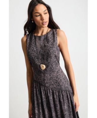 Women's Printed Chiffon Tiered Maxi Dress