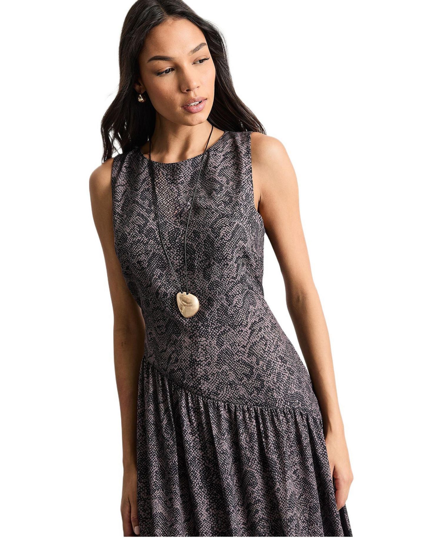 Women's Printed Chiffon Tiered Maxi Dress