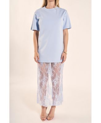 Women's Mixed Media Lace T-Shirt Dress