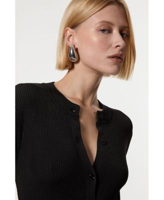 Women's Button Through Ribbed Maxi Dress