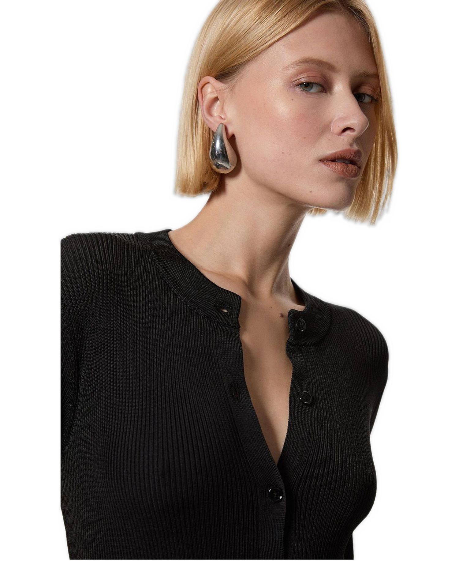 Women's Button Through Ribbed Maxi Dress