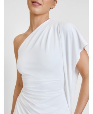 Women's Asymmetric Drape Stretch Occasion Dress