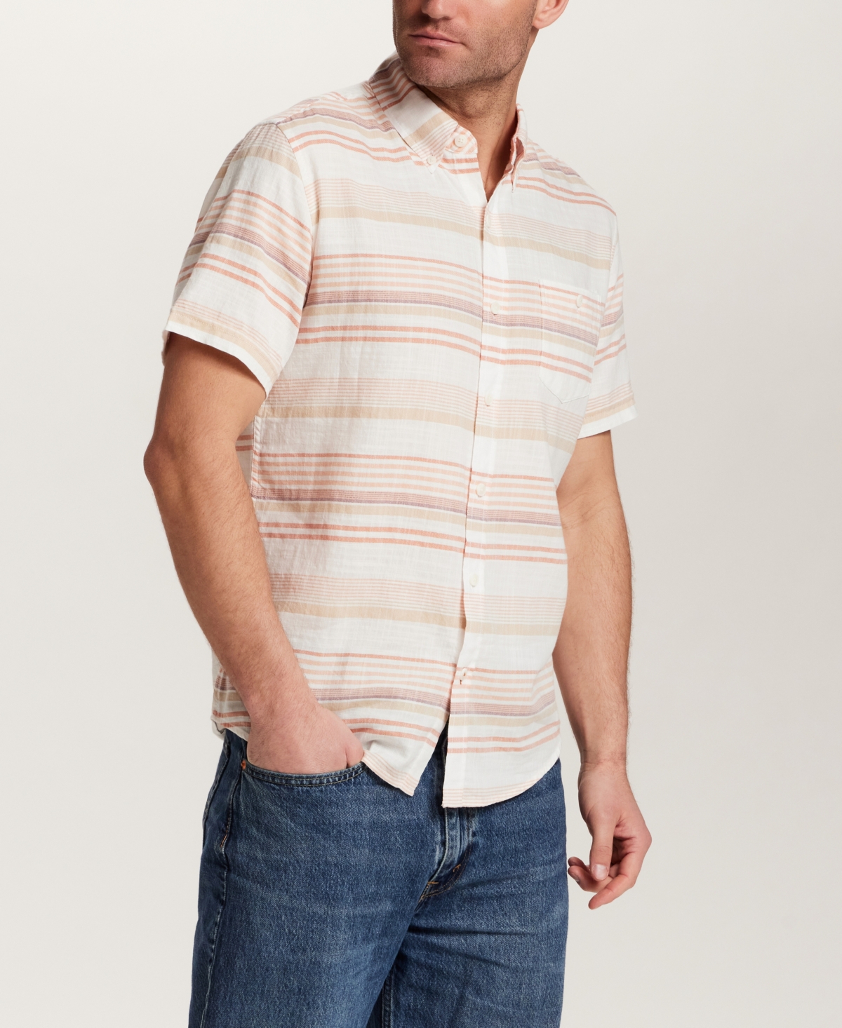 Weatherproof Vintage Men's Twill Stripe Button-Down Shirt