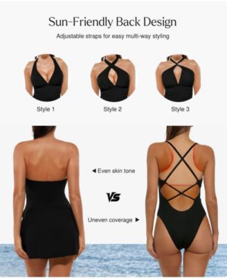 Women's Twist Front Halter Sporty One-piece Swimsuit WSWb61017