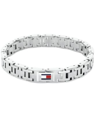 Men's H-Link Silver Tone Stainless Steel Bracelet