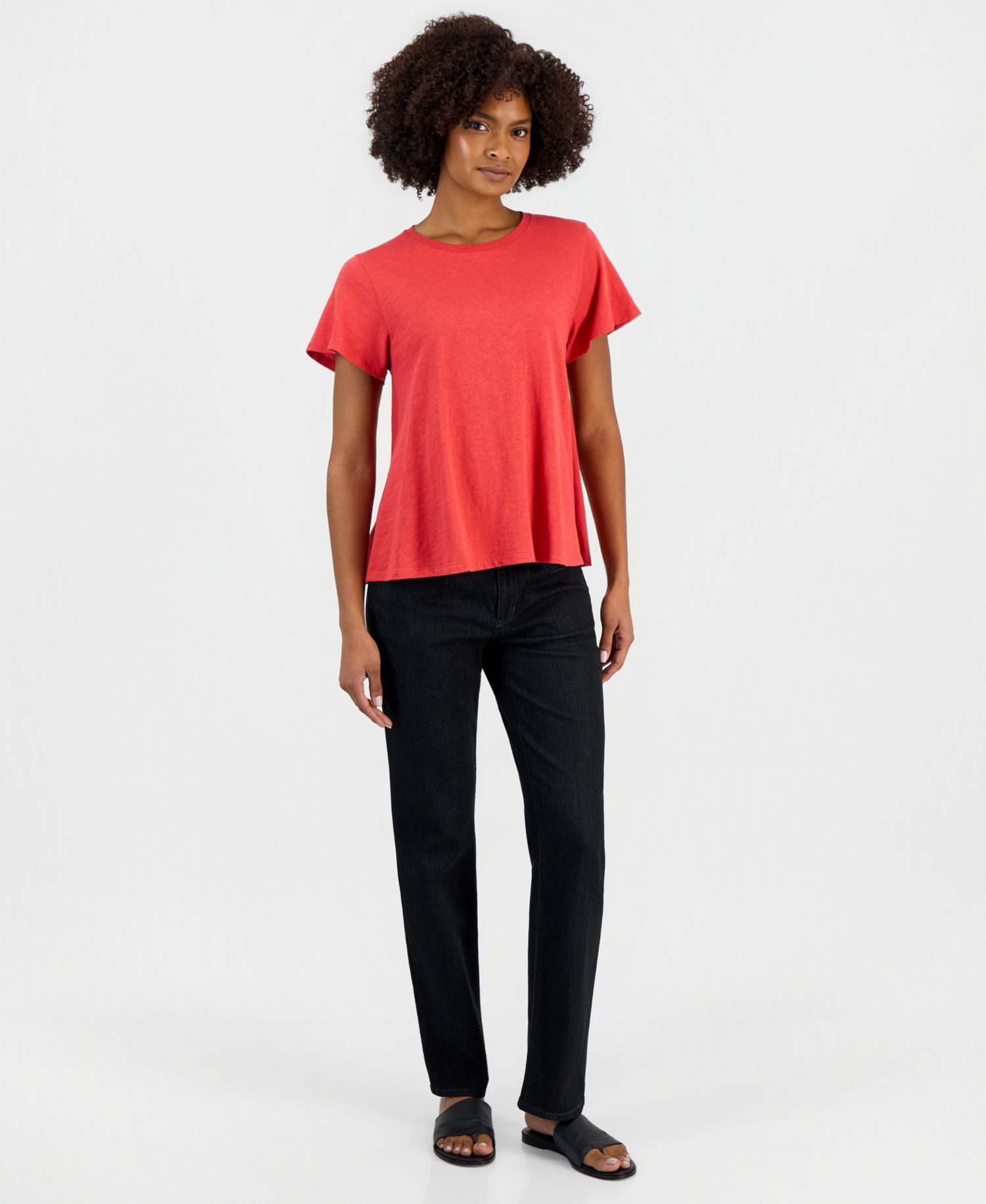 Women's Cotton Cap-Sleeve Crewneck Tee