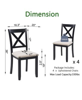 Wooden Dining Chairs Set of 4 with Padded Seat