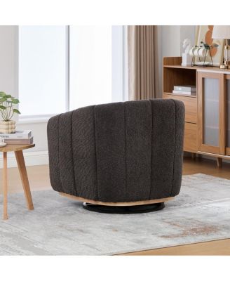 31.89" Wide Modern Chenille Swivel Chair, Upholstered Barrel Armchair for Living Room, Office