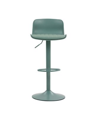Streamdale Bar Stools Set of 2 - Adjustable Swivel PU Leather Kitchen Island Chairs - Mint Green