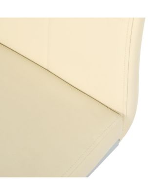 Modern Light Yellow PU Dining Chair with Electroplated Metal Legs (Set of 2)