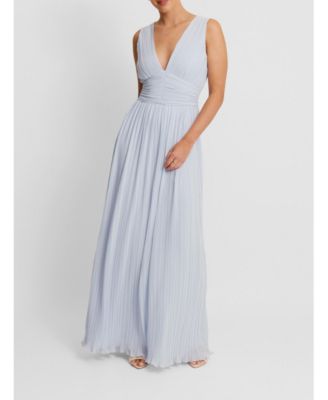 Women's Pleated Plunge Maxi Dress