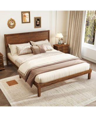 Platform Bed Frame with Headboard and Wooden Slat Support