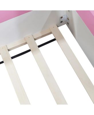 Twin Size Upholstered Daybed with Fence and Stairs