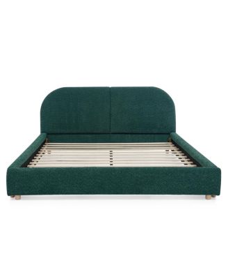 Modern Queen Green Fabric Bed with Headboard
