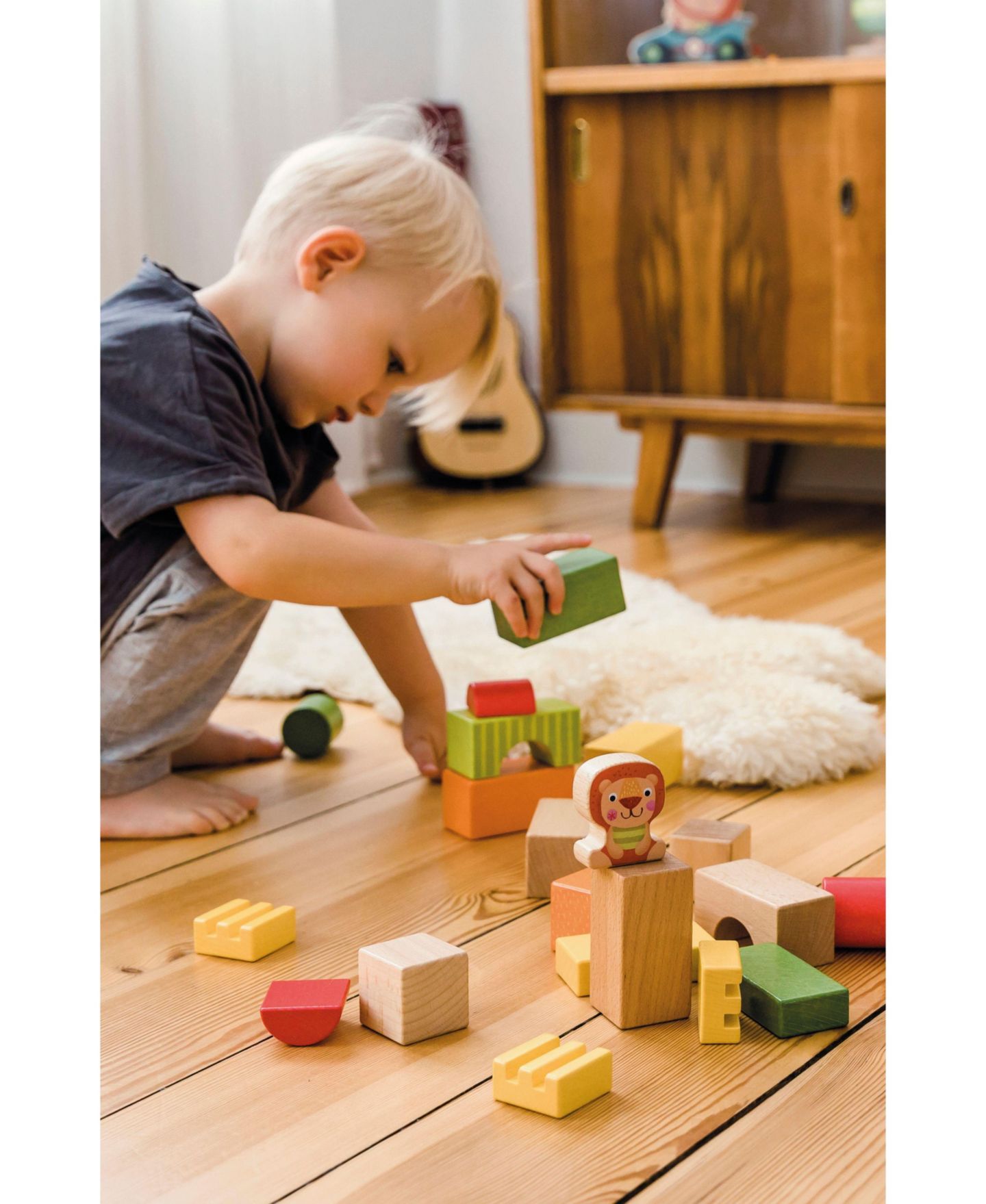 Детские конструкторы Bababoo and friends Lion Bababoo 26-Piece Wooden Colorful Building Blocks, Ages 12 Months+ — фото 6