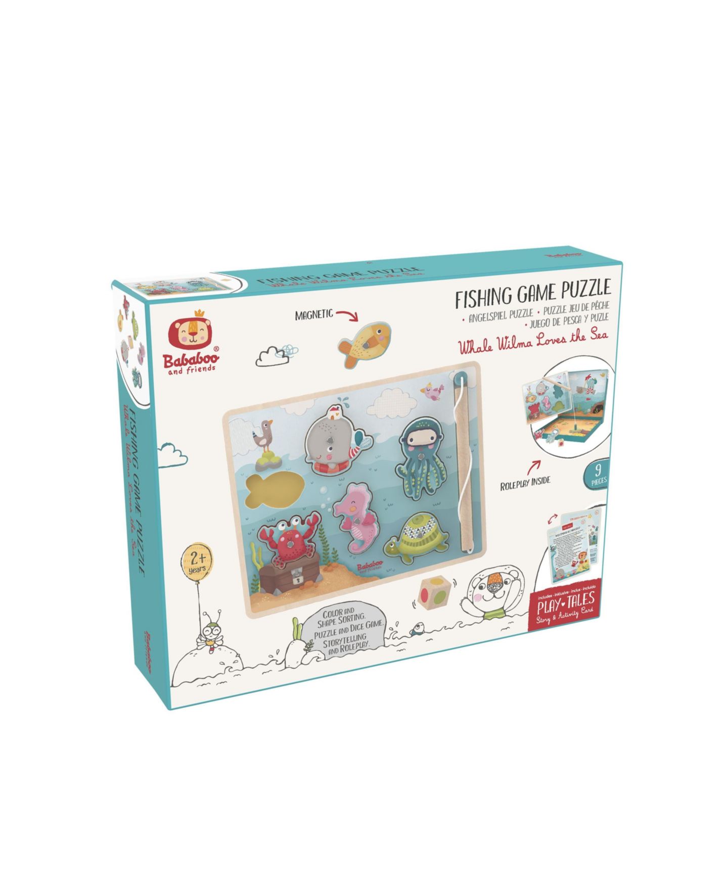 Детский пазл Bababoo and friends Wilma Whale Loves the Sea 9-Piece Magnetic Fishing Game Puzzle, от 2 лет — фото 2