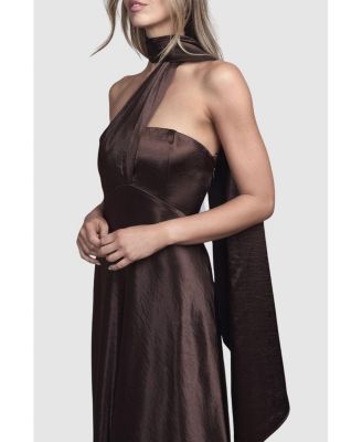 Women's Satin Scarf Detail Maxi Bridesmaid Dress