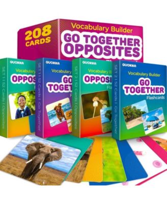 Flash Cards Set of 2 for Kids - Vocabulary Builder with Words, Sentences & Action Verbs