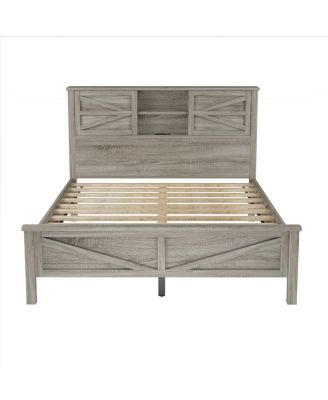 3-Piece Queen Farmhouse Bed Set w/ Storage Headboard, Nightstand & Dresser