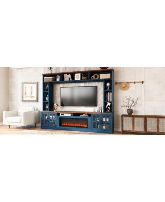  Entertainment Center with Bookshelves & Electric Fireplace for TVs up to 80