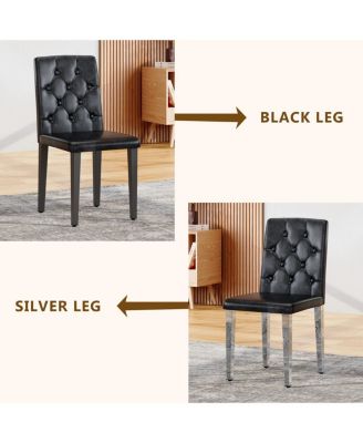 Streamdale Elegant PU Dining Chair with Ergonomic Buckle Backrest