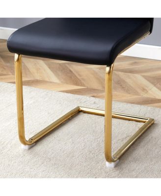 Streamdale Marble-patterned glass dining set with gold accents: 63-inch foldable table & 4 armchairs