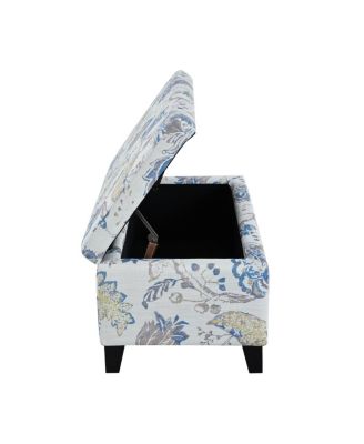Luxury Storage Ottoman with Floral Fabric & Hidden Compartment