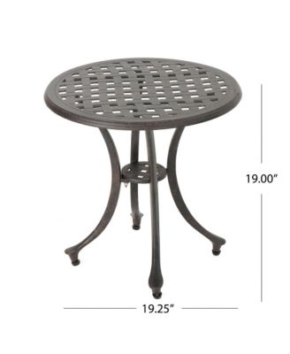 Cast Aluminum Bronze Finish Lattice Design Side Table