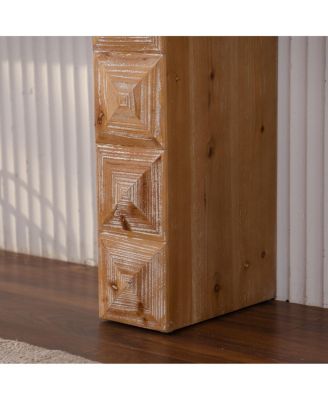 Rustic Geometric Carved Console Table