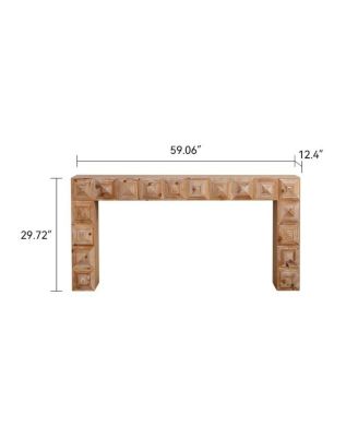 Rustic Geometric Carved Console Table
