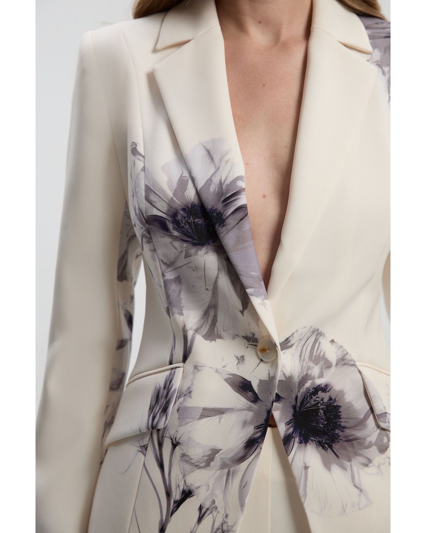 Женский пиджак Karen Millen Floral Crepe Single Breasted Blazer, цвет: Разноцветный — фото 6