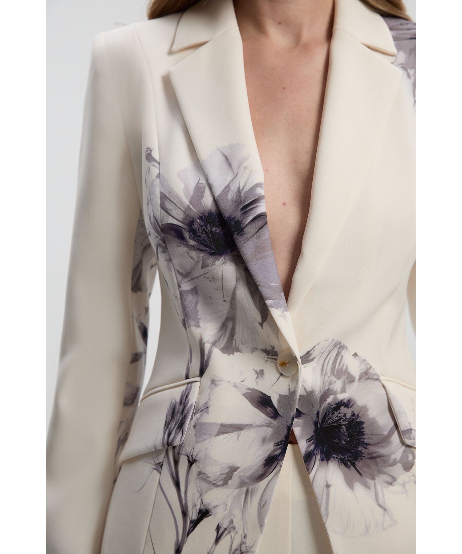 Women's Floral Crepe Single Breasted Blazer