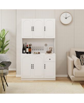 Kitchen Pantry Storage Cabinet with Microwave Oven Countertop