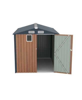 6×8FT Steel Clear Window Lockable Outdoor Storage Shed
