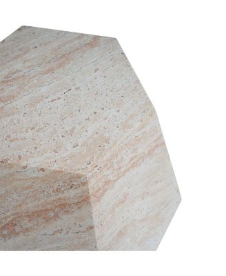 Lightweight Concrete/Travertine Hexagonal Side Table