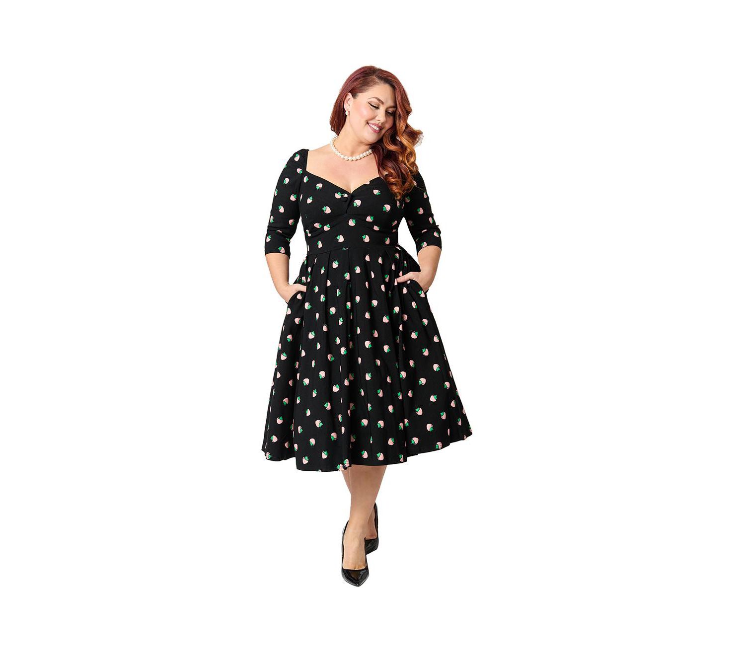 Plus Size Woven Sweetheart Neckline Lamar Swing Dress