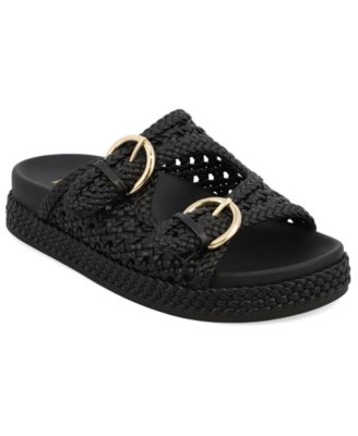 Women's Trendy Woven Double Buckle Slide Sandals