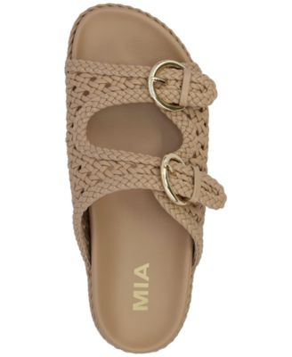 Women's Trendy Woven Double Buckle Slide Sandals