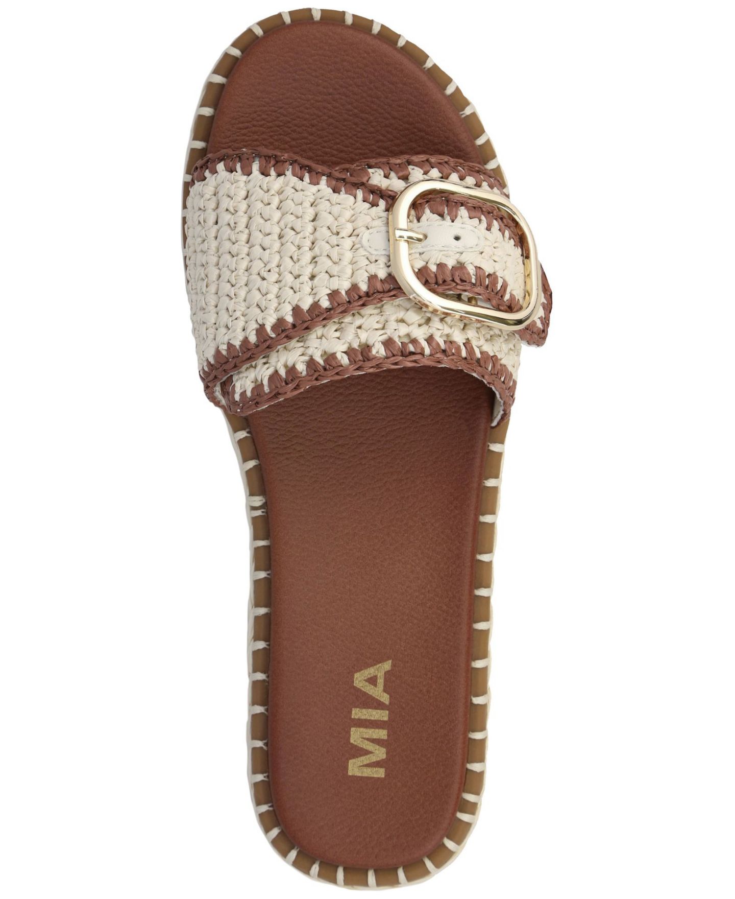 Женские сандалии MIA Sabriel Woven Raffia Slide, цвет: Костяной / Коньячный — фото 4