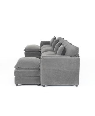 Modular Sectional Sofa, Oversized Deep Seat U Shaped Couch Set, 4-Seater