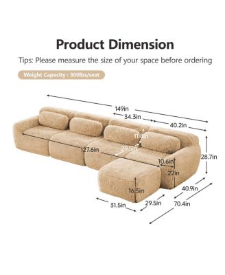 L-Shaped Soft Fluffy Plush Modular Sectional Sofa