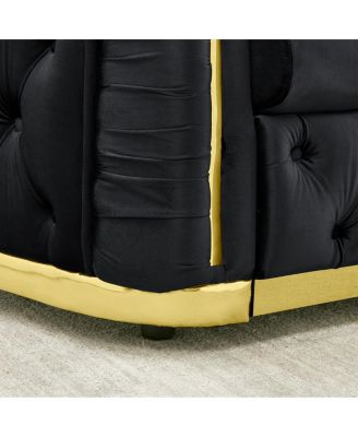 Velvet Chesterfield Couch Set: 84.6" Sofa, 62.6" Loveseat