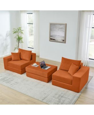 Modular Cloud Sectional Couch, Modern L-Shaped Sofa with Ottoman