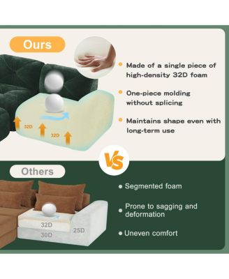 Streamdale  Furniture U-shaped Boneless Sofa, Soft Velvet, Tufted, High Density Sponge