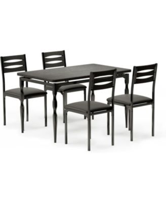 5-Piece Industrial Dining Table Set, Modern Table & Chairs Set for 4, Compact Kitchen Set for Apartment